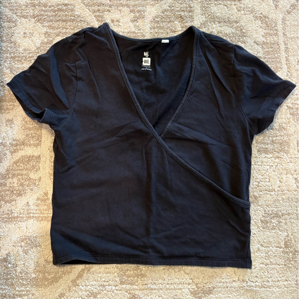 Me to We Black Wrap Top